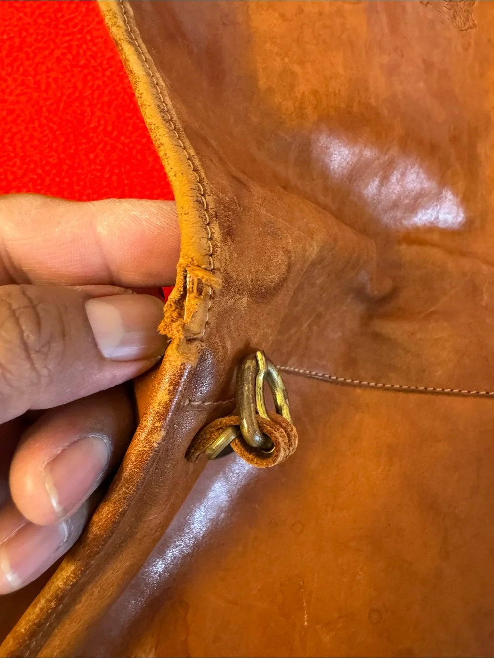 IL Bisonte w/5 Compartment Clutch Messenger Tan Leather bag Italy Made Vintage